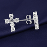 0W155 - Rhodium 925 Sterling Silver Earrings with AAA Grade CZ in Clear
