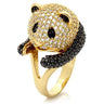 0W182 - Gold+Ruthenium Brass Ring with AAA Grade CZ in Jet