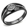 DA282 - IP Black(Ion Plating) Stainless Steel Ring with AAA Grade CZ in Clear