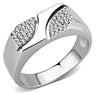 DA280 - High polished (no plating) Stainless Steel Ring with AAA Grade CZ in Clear