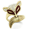 GL297 - IP Gold(Ion Plating) Brass Ring with Top Grade Crystal in Multi Color