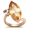 GL145 - IP Rose Gold(Ion Plating) Brass Ring with AAA Grade CZ in Champagne