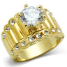 GL095 - IP Gold(Ion Plating) Brass Ring with AAA Grade CZ in Clear