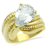 GL100 - IP Gold(Ion Plating) Brass Ring with AAA Grade CZ in Clear