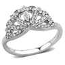 DA354 - High polished (no plating) Stainless Steel Ring with AAA Grade CZ in Clear