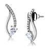 DA185 - High polished (no plating) Stainless Steel Earrings with AAA Grade CZ in Clear