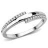 DA234 - High polished (no plating) Stainless Steel Ring with AAA Grade CZ in Clear