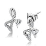 DA204 - High polished (no plating) Stainless Steel Earrings with AAA Grade CZ in Clear
