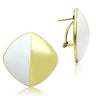 GL340 - IP Gold(Ion Plating) Brass Earrings with Epoxy in White