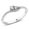 DA382 - High polished (no plating) Stainless Steel Ring with AAA Grade CZ in Clear
