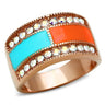 GL221 - IP Rose Gold(Ion Plating) Brass Ring with Top Grade Crystal in Clear