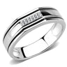 DA254 - High polished (no plating) Stainless Steel Ring with AAA Grade CZ in Clear