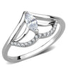 DA248 - High polished (no plating) Stainless Steel Ring with AAA Grade CZ in Clear