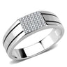 DA253 - High polished (no plating) Stainless Steel Ring with AAA Grade CZ in Clear