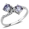 DA244 - High polished (no plating) Stainless Steel Ring with AAA Grade CZ in Light Amethyst
