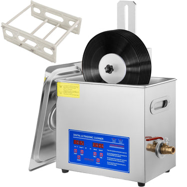 Ultrasonic Cleaner 6L Ultrasonic Vinyl Cleaner 7-12 Inch 8 Records Ultrasonic Vinyl Cleaning Machine 180W Ultrasonic Records Cleaner with Drying Rack for Home Store
