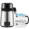 1.1Gal Water Distiller, 0.3Gal/H, 750W Distilled Water Maker Machine 0-99H Timing Dual Temp Display, 304 Stainless Steel Countertop Distiller Glass Carafe Cleaning Powder 3 Carbon Packs, Silver