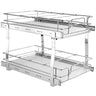 2 Tier 14"W x 21"D Pull Out Cabinet Organizer, Heavy Duty Slide Out Pantry Shelves, Chrome-Plated Steel Roll Out Drawers, Sliding Drawer Storage for Inside Kitchen Cabinet, Bathroom, Under Sink