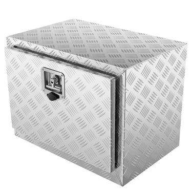 Underbody Truck Box, 24"×17"×18" Pickup Storage Box, Heavy Duty Aluminum Diamond Plate Tool Box with Lock and Keys, Waterproof Trailer Storage Box with T-Handle Latch for Truck, Van, Trailer