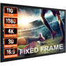 Projector Screen Fixed Frame 110inch Diagonal 16:9 4K HD Movie Projector Screen with Aluminum Frame Projector Screen Wall Mounted for Home Theater Office Use