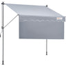 Manual Retractable Awning, 118" Outdoor Retractable Patio Awning Sunshade Shelter, Adjustable Patio Door Window Awning Canopy with 39" Sun Shade Curtain for Backyard, Garden, Balcony