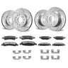 Drilled Slotted Front Rear Brake Rotors Pads Kit for Chevy Silverado GMC