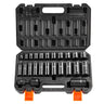 Impact Sockets Set 25pcs 6-Point 3/8in Drive Bit Ratchet Tool Kit Case