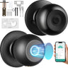 Smart Door Knob, Biometric Door Lock Bluetooth Smart Lock, Fingerprint Smart Lock with APP Control, Easy Installation Door Lock, for Home Bedrooms, Cloakroom, Hotels, Apartments Offices, Black