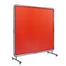 Welding Screen with Frame, 6' x 6' Welding Curtain Screen, Flame-Resistant Vinyl Welding Protection Screen on 4 Swivel Wheels (2 Lockable), Moveable & Professional for Workshop/Industrial, Red