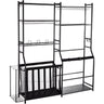 Golf Storage Garage Organizer, 2 Golf Bag Storage Stand Holder and Other Sports Equipment Storage Rack, Outdoor Steel Ball Cart, Sports Gear and Toys Storage Shelves with Baskets & Hooks, Black