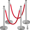 4PCS Stainless Steel Stanchion Posts Queue, Red Velvet Ropes Silver, 38In Rope Barriers Queue Line Crowd Control Barriers for Party Supplies