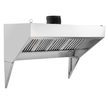 Commercial Exhaust Hood, 9FT Food Truck Hood Exhaust, 201 Stainless Steel Concession Trailer Hood with 4 Detachable U-shaped Grid Oil Filter Mesh, Rust Resistant Vent Hood for Kitchen Restaurant