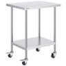 Stainless Steel Work Table 24 x 30 x 38 Inch, with 4 Wheels, 3 Adjustable Height Levels, Heavy Duty Food Prep Worktable for Commercial Kitchen Restaurant, Silver