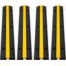4 Pack of 1-Channel Rubber Cable Protector Ramps Heavy Duty 22046Lbs Load Capacity Cable Wire Cord Cover Ramp Speed Bump Driveway Hose Cable Ramp Protective Cover