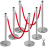 6 PCS Silver Stanchions Posts Stainless Steel Stanchion Queue Post Red Rope Retractable 38In for Both Indoor and Outdoor use.