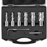 Annular Cutter Set, 6 pcs Weldon Shank Mag Drill Bits, 1/2" to 1-1/16" Cutting Diameter, 1" Cutting Depth, M2AL High-Speed Steel, with Pilot Pin and Portable Case, for Using with Magnetic Drills