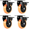 Caster Wheels, 4-inch Swivel Plate Casters, Set of 4, with Security A/B Locking No Noise PVC Wheels, Heavy Duty 350 lbs Load Capacity Per Caster, Non-Marking Wheels for Cart Furniture Workbench