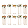 10PCS 31.5inch High Wedding Flower Stand, With Acrylic Laminate,Metal Vase Column Geometric Centerpiece Stands, Gold Rectangular Floral Display Rack for Events Reception, Party Decoration