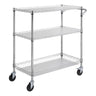 3-Tier Utility Cart Rolling Cart on Wheels 35"x18"x35.5" 661 LBS 6 Hooks