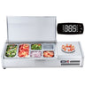 Refrigerated Condiment Prep Station, 135 W Countertop Refrigerated Condiment Station, with 2 1/3 Pans & 4 1/6 Pans, 304 Stainless Body and PC Lid, Sandwich Prep Table with Stainless Guard, ETL