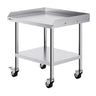 Stainless Steel Work Table, 24 x 28 x 30 Inch Commercial Food Prep Worktable with 4 Wheels, Casters, 3-Sided Backsplash Heavy Duty Prep Worktable, Metal Work Table for Restaurant Home Hotel