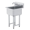 Stainless Steel Prep & Utility Sink, 1 Compartment Free Standing Small Sink Include Faucet & legs, 21"x41" Commercial Single Bowl Sinks for Garage, Restaurant, Kitchen, Laundry, NSF Certified