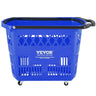 Plastic Rolling Shopping Trolley Basket On Wheels 6PCS 39L with Handle