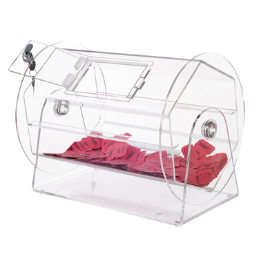 Acrylic Raffle Drum,Professional Raffle Ticket Spinning Cage with 2 Keys, Transparent Lottery Spinning Drawing, Holds 5000 Tickets or 200 Raffle Balls, Raffle Ticket Box for Lottery Games Bingo