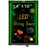 LED Message Writing Board, 24"x16" Illuminated Erasable Lighted Chalkboard, Neon Effect Menu Sign Board, Drawing Board with 8 Fluorescent Chalk Markers and Remote Tested to UL Standards