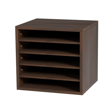 Literature Organizers, 5 Compartments Office Mailbox with Adjustable Shelves, Wood literature sorter 13.9x12x13 inches for Office, Home, Classroom, Mailrooms Organization, EPA Certified, Brown