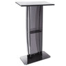 Acrylic Podium, 47" Acrylic Podium Stand with Wide Reading Surface & Storage Shelf, Floor-standing Clear Pulpits Acrylic for Church Office School, Black