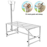 Goat & Sheep Stand, 47x23 inch Livestock Stand, Metal Livestock Milking and Shearing Stand 21" to 33" Adjustable Height, with Headpiece and Nose Loop, 500lbs Loading Weight, White