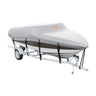 Boat Cover, 17'-19' Trailerable Waterproof Boat Cover, 600D Marine Grade PU Oxford, with Motor Cover and Buckle Straps, for V-Hull, Tri-Hull, Runabout, Bass Boat, Fish Ski Boat, Grey