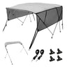 4 Bow Bimini Top Boat Cover, Detachable Mesh Sidewalls, 600D Polyester Canopy with 1" Aluminum Alloy Frame, Includes Storage Boot, 2 Straps, 2 Support Poles, 8'L x 54"H x 85"-90"W, Light Grey